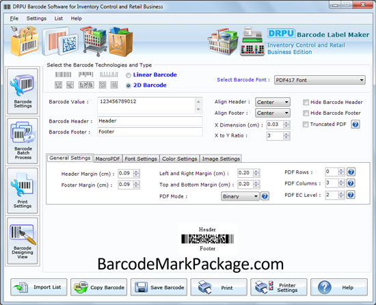 Retail Barcodes Label Generator screenshot