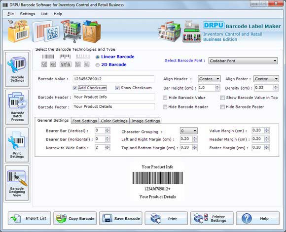 Retail Inventory Barcode Software screen shot
