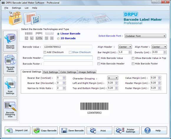 Screenshot of Barcode Mark Package