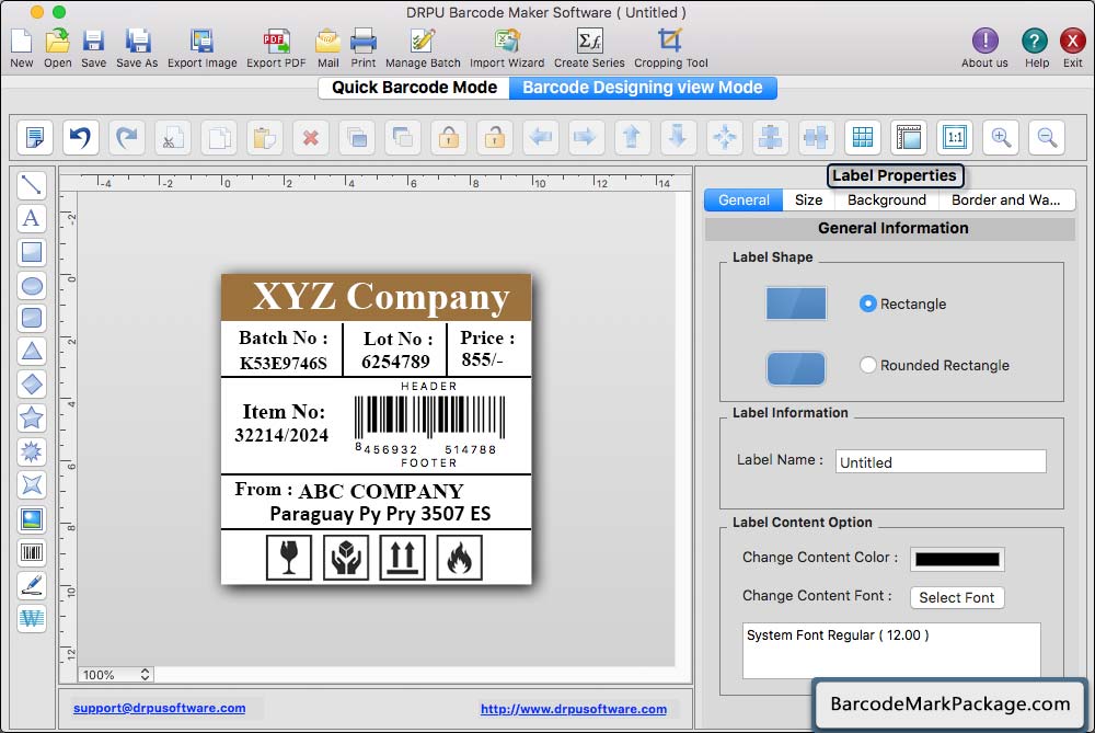 Barcode Designing View Mode