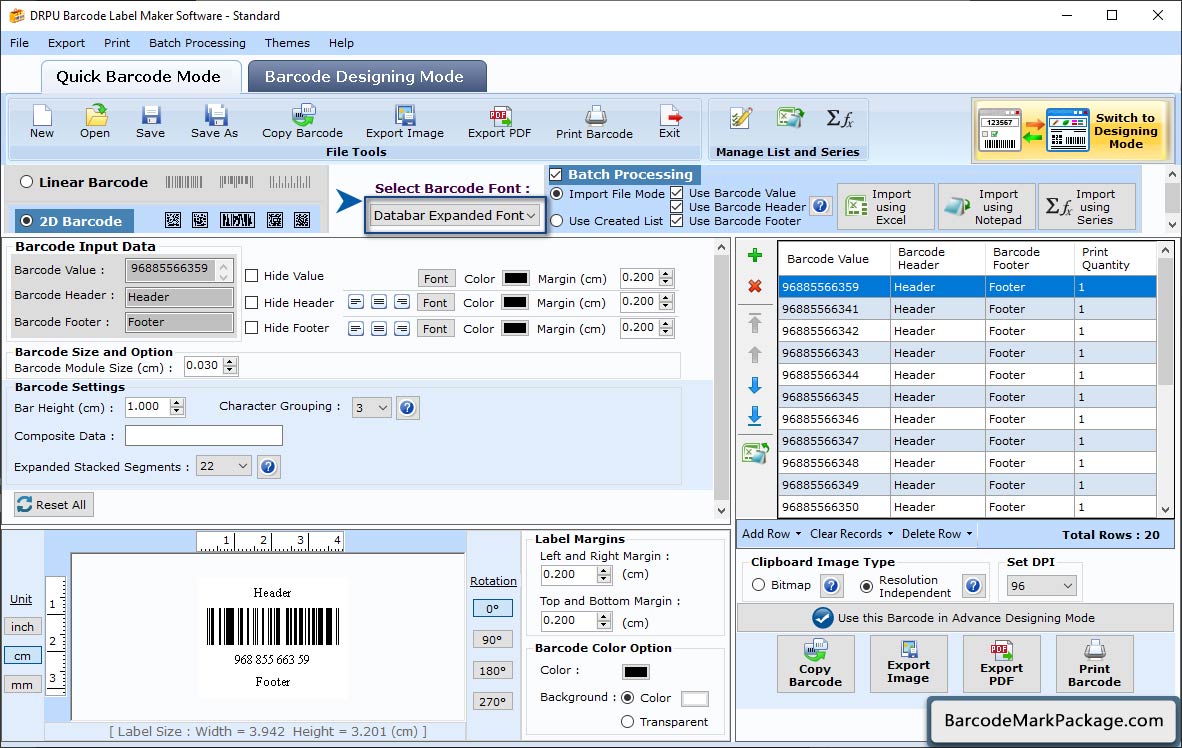 Barcode Settings