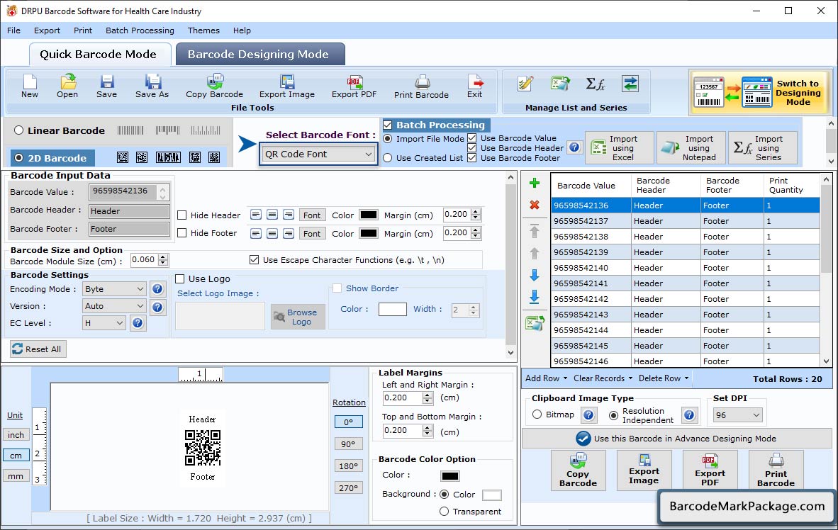 Barcode Settings