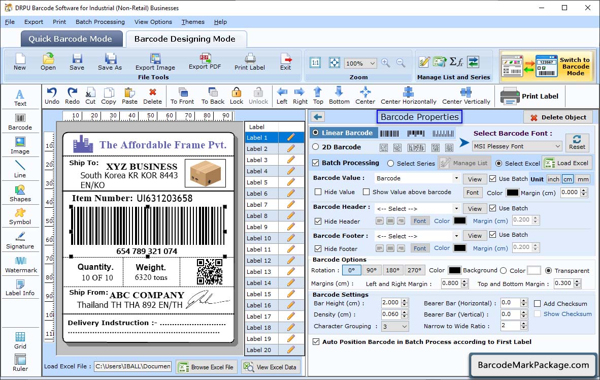 Barcode Properties