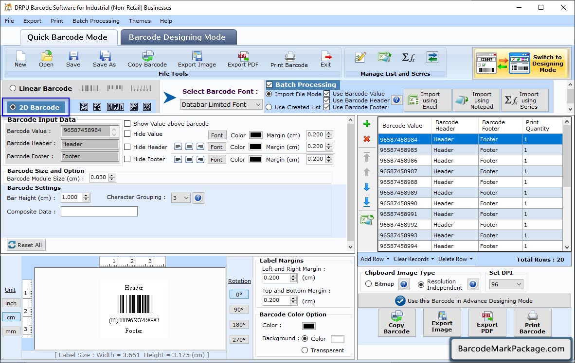 Barcode Designing Mode