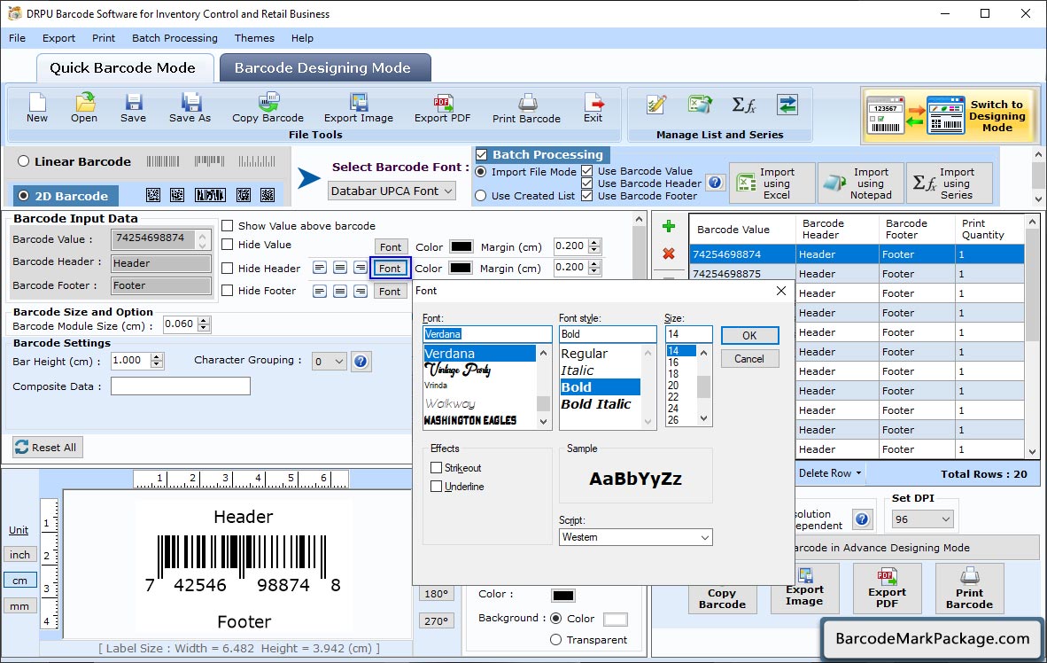 Barcode Designing Mode