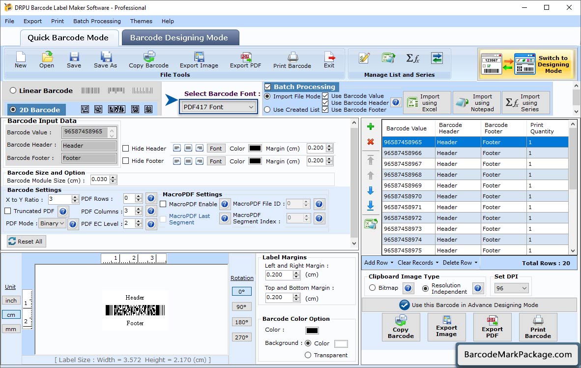 Barcode Designing Mode