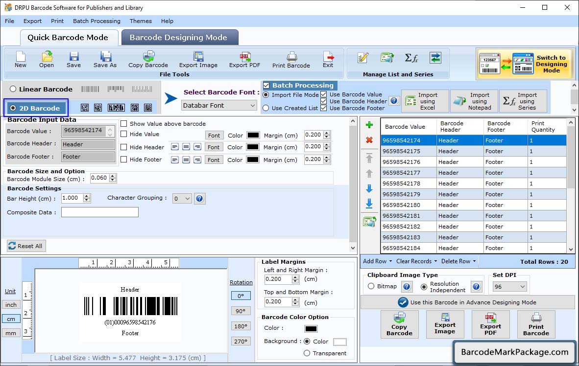 Barcode Settings